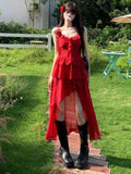 Red Ruffle Midi Dress-Outfit
