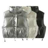 Metal Technology Fabric Fashion Down Cotton Vest In Spring-Outfit