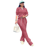 Fongt New Women's Casual Knit Wide-Leg Pants Suit-Outfit