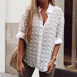 Sleeve Polka Dot Loose OL Ladies Chiffon