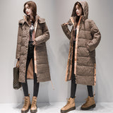 Plaid Down Cotton-Padded Jacket Female Long Style Over The Knee Thick 2024 Winter New Thousand Bird Case Cotton-Padded Jacket Bread Coat-Outfit