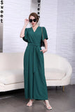 Pure Color Short-Sleeved Jumpsuit-Outfit