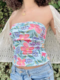 Fongt Holiday Fenghai Island Shell Print Shoulder Repair Braid Vest Hot Girl Sexy Tight Blouse