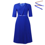 Fongt Women's Clothing 2025 Summer New Fashion Temperament V-Neck Solid Color Large-Size Pressure Fold African Dress