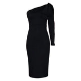 Fongt Women's Clothing 2025 Autumn And Winter 2025 New Fashion Temperament Repair Slanted Shoulder Sexy Dress