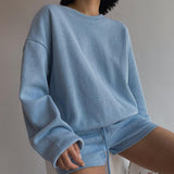 High Quality Hoodies Tracksuits 2 Piece Set Summer Autumn Sweatshirt + Sporting Shorts Outfit Solid Pants
