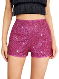Multi-Color Fashion Beads Repair Hot Pants Sequins Black Mid-Rise Sexy Straight Women