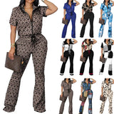 Fongt Women's Clothing Explosion 2023 Spring And Summer New Two Sets Of Fashion Zipper Short-Sleeved Trousers