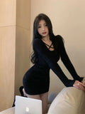 Red Anchor Cross Sexy Dress Spring And Summer New Women's Bag Hip Dress Tight Small Figure Short