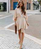 Hot Summer Women's Wear Ins Fashion V-Collar Lotus Leaf Edge Wrapped Jumpsuit-Outfit