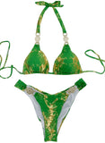 Fongt New Snake Perms Gold Bikini Crystal Diamond Metal Accessories Split Girls Holiday