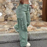 Fongt Street Fashion Retro Overalls Multi-Pocket Casual Straight