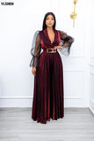 Pleated Jumpsuit Fall Clothes African Dresses For Women 2021 Club Outfits Dashiki Ankara Evening Party Plus Size Africa