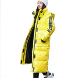 Women Winter Coat 2022 New Winter Hooded Jacket Black Long Down Cotton Jacket Loose Warm Glossy Women's Parka Snow Coat