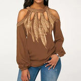 Women Cold Shoulder Long Sleeve