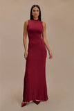 Ribbed Pleated Tank Long Dress-Outfit