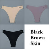 Seamless Panties Ladies Thong Plus Size Women Sexy G String Low Waist Panty Solid Ice Silk Intimates Underwear M-XL