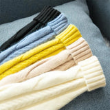 Turtleneck Twist Knitting Dresses Women Warm Candy Color Rib Knited Pullover Dress Elegant Chic Solid Sweater