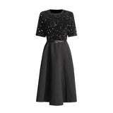 Fashion Temperament Dress Women 2025 Spring New Cane Splicing Long Dress Body High-End Women's