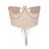 Corset Underbust Women Lace-up Belt Gothic Corset Curve Shaper Strap Slim Waist Belt Chain Mesh Corsets Bustiers-Outfit