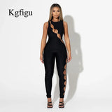 O-Neck Jumpsuit For Women 2021 Summer New Arrivals Ladies Hollow Black Sexy Bodycon Pants Elegant