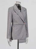 Fongt Suit 2025 New Niche Lazy High-End Design Stripe Splicing Blazer Woman