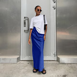 Fongt And Summer New Simulation Silk Skirt Satin Bread Hip Skirt Women Casual Color Tintail