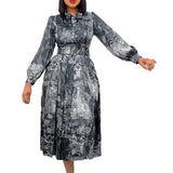 Fongt Belt 2025 Spring New Long-Sleeved High-Waisted Large-Size Banquet Dress