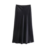 Spring Silk Satin Floral Trimmed Skirt 4661400 806-Outfit