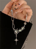 star cross butterfly heart set pendant / y2k star cross butterfly heart set