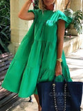 Colors And Six Yards A Lot Of Women's Loose Folds Short-Sleeved Dress Pure