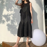 shows thin elastic foreign style dress covering flesh design feeling pregnant women can wear pleated flower bud