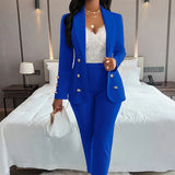 Fongt Hot Selling Sexy Wind Women's Wear For Solid Color Suit Collar Double Breasted Casual Suit Suit-Outfit
