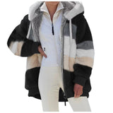 Women's Loose Plush Multi-color Hooded