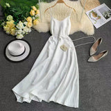 New-Coming Spring Summer Holiday Long Dress Cross Spaghetti Strap Open Back Beach Style Ankle-Length Women