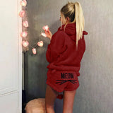 2023 Women's Cat Embroidered Pajamas Hooded Casual Set Two-Piece Fashion-Outfit