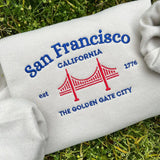 The San Francisco Golden Gate City Khaki Embroidered Sweatshirt-Outfit