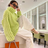 Fongt Winter New Sweater Knitted Jersey Women's Fluffy Long-Sleeved Sweater