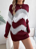 Fongt Shooting 2025 Autumn And Winter Casual Coloring Lantern Sleeve Sweater Dress Women's Clothing
