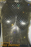 Sexy Diamonds Mesh Cropped Tank Top Women Summer Cover Up Bikini See Through Rhinestone Net Party Club Crop