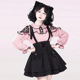 Women Shirts Lolita Y2K Cute Japanese Style Blouse Elegant Long Sleeve Sweet Tops Casual Office Ladies Aesthetic Shirt-Outfit