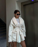 Fongt Autumn And Winter New Fashion Temperament Fur Integrated Korean Version Of Long-Sleeved Splicing Coat Woman