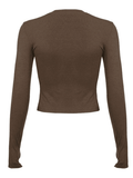 Basic Solid Long Sleeve Crop Top-Outfit