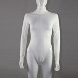 Women's Clothing Burst Long-Sleeved Zipper Tight Sexy Body-High Waist Zipper Slim Thin Top