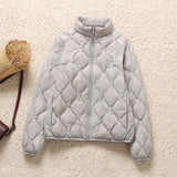 Autumn And Winter New Style Down Jacket Female Short Style Ling Ge Fashion Korean Version Shows Thin Stand Collar Light White Duck Down Coat Tide-Outfit