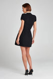 Tweed Solid Beaded Seam Mini Dress-Outfit
