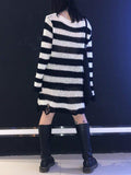 Distressed Stripe Longline Sweater-Outfit