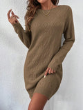 Fongt Solid Color Sexy Knitted Skirt Female Geometric Pattern Thread Round Collar Sweater Skirt