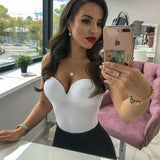 Women Sexy Backless Summer Clothes Solid V-neck Thong Nude Bodycon Top Club Black Body Lady Elegant