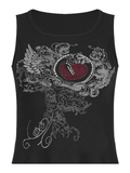 Heart Rhinestone Rib Crop Tank Top-Outfit